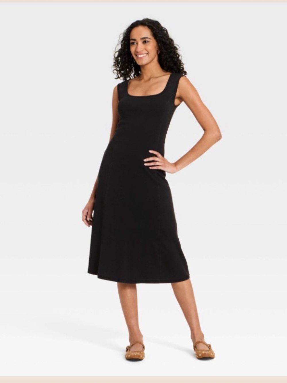Universal Thread Black Square-Neck Tank Midi Dress